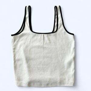 Abercrombie & Fitch White Ribbed Tank with Black Trim